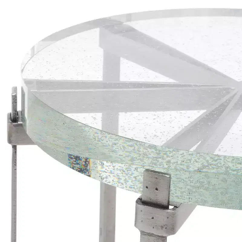 Table d'appoint Evyanna Round Bubble Glass - AMH8347A - Argent/Transparent - Safavieh Couture