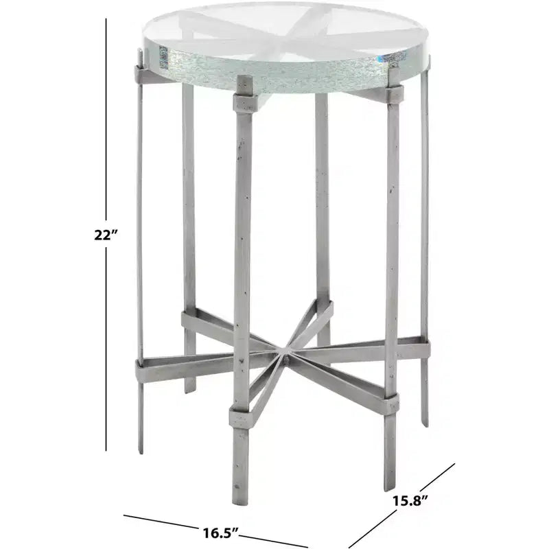 Table d'appoint Evyanna Round Bubble Glass - AMH8347A - Argent/Transparent - Safavieh Couture