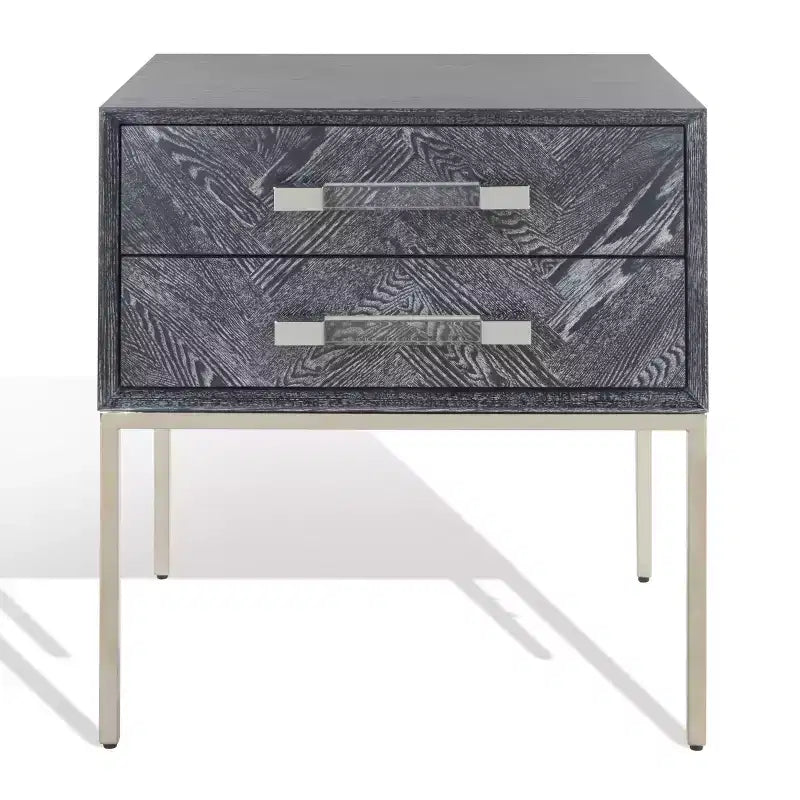 Sanford 2-Drawer Side Table - SFV3548B - Black Cerused Oak - Safavieh Couture