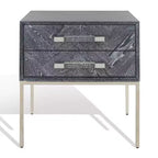 Sanford 2-Drawer Side Table - SFV3548B - Black Cerused Oak - Safavieh Couture