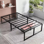 Telaio Letto a Piattaforma in Metallo Resistente da 14 Pollici, Forte e Silenzioso, Nessuna Molla Richiesta, Ampio Spazio Contenitivo Sotto il Letto, Facile Montaggio, Nero