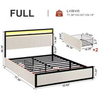 Hausource Letto Imbottito in Velluto con Testiera a LED, 2 Cassetti, Stazione di Ricarica