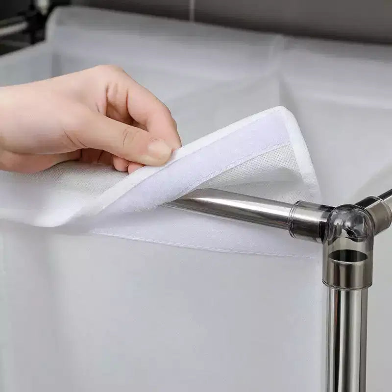 Cesta portabiancheria a 2 livelli con 4 sacchi rimovibili per organizzare i vesti, con quattro ruote, facile da spostare, biancheria, chiara, scura
