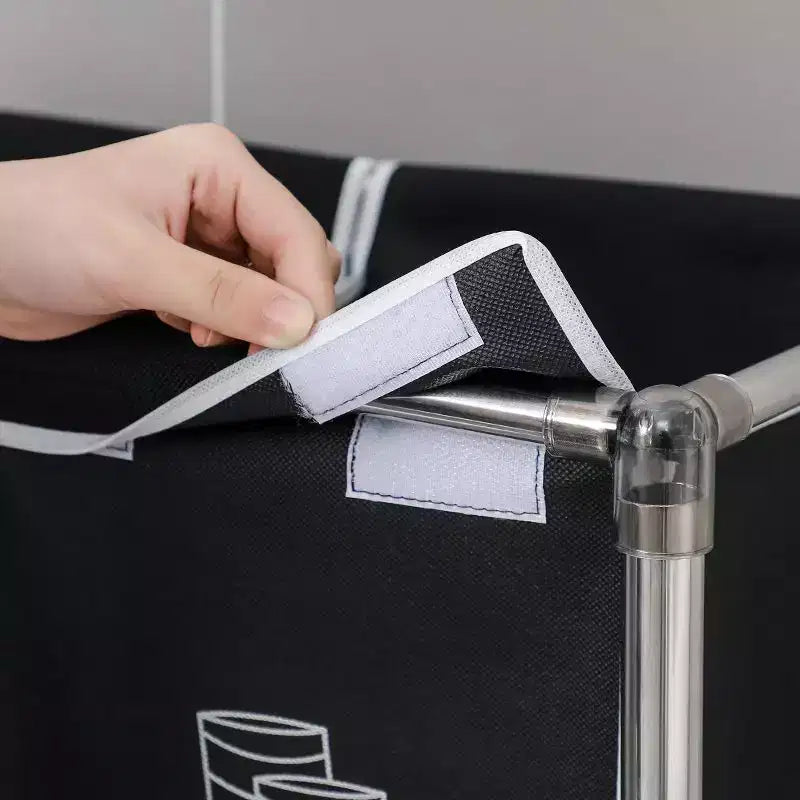 Cesta portabiancheria a 2 livelli con 4 sacchi rimovibili per organizzare i vesti, con quattro ruote, facile da spostare, biancheria, chiara, scura