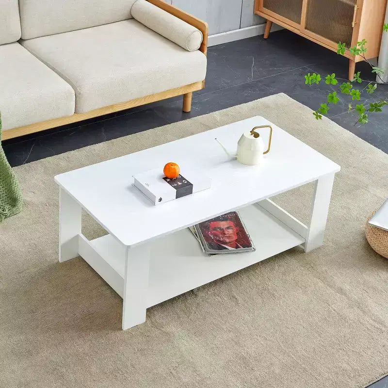 Tavolino Moderno Pratico Okak con Ripiani Aperti Contenitori, Tavolino per Soggiorno, Camera da Letra e Studio, Finitura Antigraffio