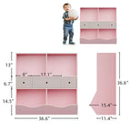 Étagère à livres et rangement de jouets pour enfants GustoWave, étagère à livres à 4 compartiments pour la décoration des chambres d'enfants, organisateur de jouets en bois à 3 niveaux avec bibliothèque, blanc