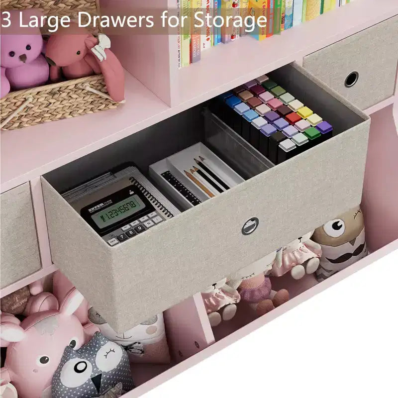 Étagère à livres et rangement de jouets pour enfants GustoWave, étagère à livres à 4 compartiments pour la décoration des chambres d'enfants, organisateur de jouets en bois à 3 niveaux avec bibliothèque, blanc