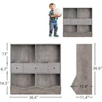 Étagère à livres et rangement de jouets pour enfants GustoWave, étagère à livres à 4 compartiments pour la décoration des chambres d'enfants, organisateur de jouets en bois à 3 niveaux avec bibliothèque, blanc