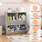 Étagère à livres et rangement de jouets pour enfants GustoWave, étagère à livres à 4 compartiments pour la décoration des chambres d'enfants, organisateur de jouets en bois à 3 niveaux avec bibliothèque, blanc