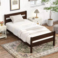 MATEERTY Twin Bed with Headboard Brown