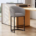 AMERLIFE Modern Counter Bar Stools, Boucle Chair with Arms, Footrest, 28 Upholstered Back
