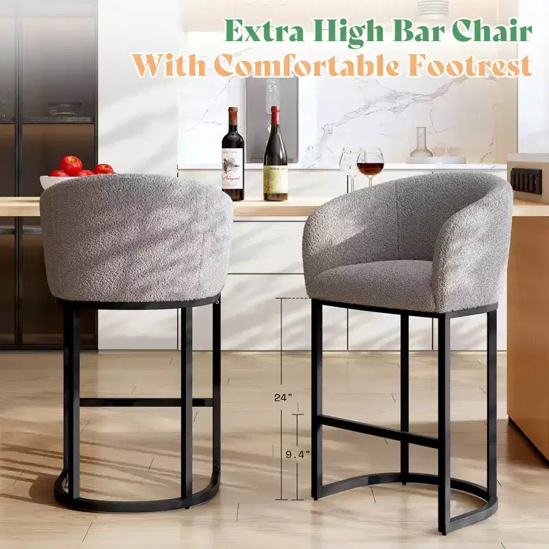 Tabourets de bar modernes AMERLIFE, Chaise Boucle avec accoudoirs, Repose-pieds, Dossier rembourré 28 pouces