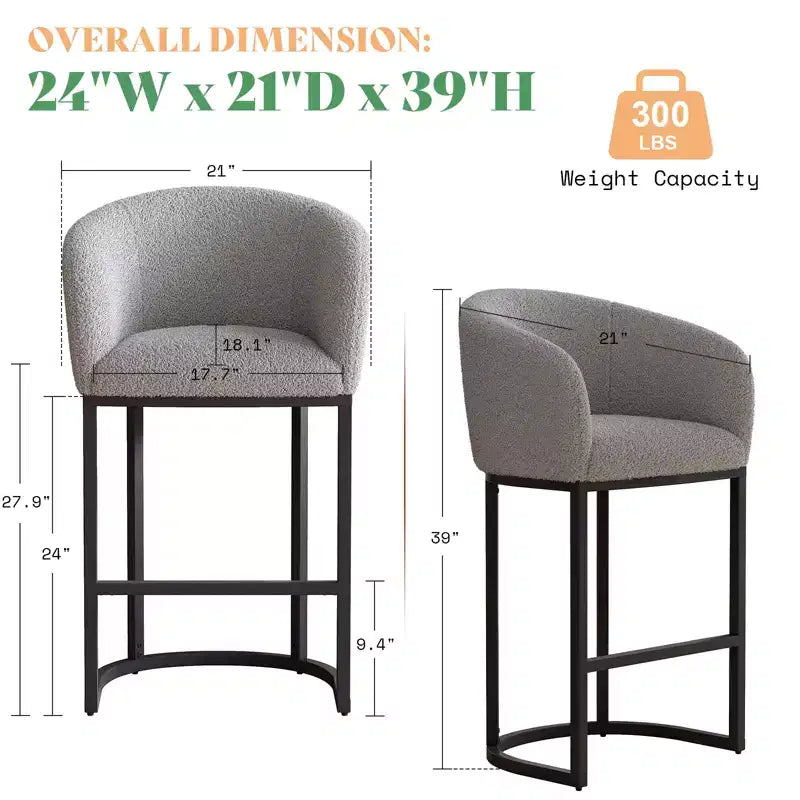 Tabourets de bar modernes AMERLIFE, Chaise Boucle avec accoudoirs, Repose-pieds, Dossier rembourré 28 pouces