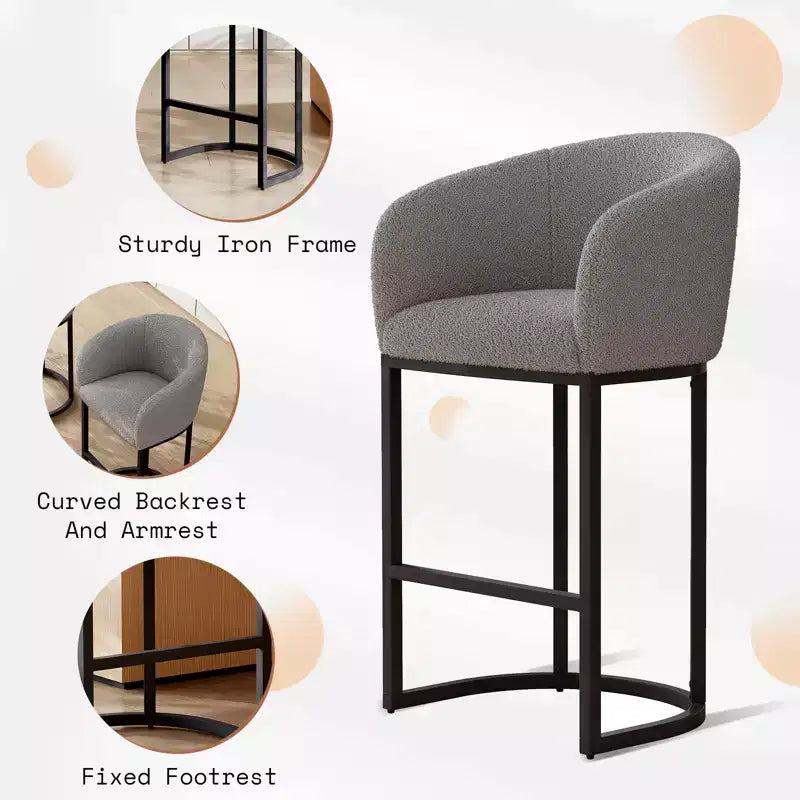 Tabourets de bar modernes AMERLIFE, Chaise Boucle avec accoudoirs, Repose-pieds, Dossier rembourré 28 pouces