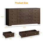 Commode 12 tiroirs en bois pour chambre à coucher, meuble TV large et moderne pour téléviseur 65 pouces, commode en bois, rangement de vêtements style ferme pour salon