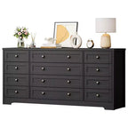 Commode 12 tiroirs en bois pour chambre à coucher, meuble TV large et moderne pour téléviseur 65 pouces, commode en bois, rangement de vêtements style ferme pour salon