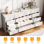 Commode 12 tiroirs en bois pour chambre à coucher, meuble TV large et moderne pour téléviseur 65 pouces, commode en bois, rangement de vêtements style ferme pour salon