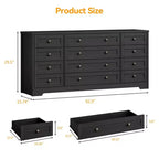 Commode 12 tiroirs en bois pour chambre à coucher, meuble TV large et moderne pour téléviseur 65 pouces, commode en bois, rangement de vêtements style ferme pour salon