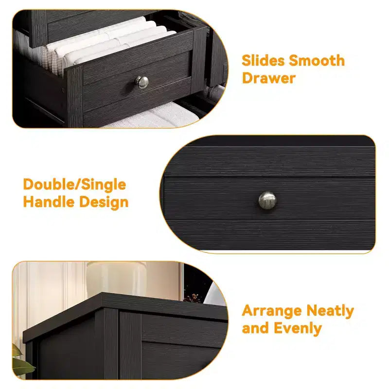 Commode 12 tiroirs en bois pour chambre à coucher, meuble TV large et moderne pour téléviseur 65 pouces, commode en bois, rangement de vêtements style ferme pour salon