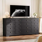 12 Drawers Dresser for Bedroom Wooden, Modern Wide TV Stand Dressers for 65 Inch TV, Wood Chest of Drawers, Farmhouse Clothes Storage for Living Room