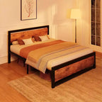 Bed Frame, Industrial Full Bed Platform Frame with Heavy Duty Steel Slat, No Box Spring Needed Easy to Assemble, Rustic Brown