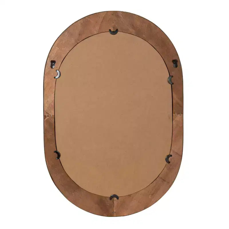 Specchio da parete Storied Home con cornice in bambù ovale e rattan, naturale