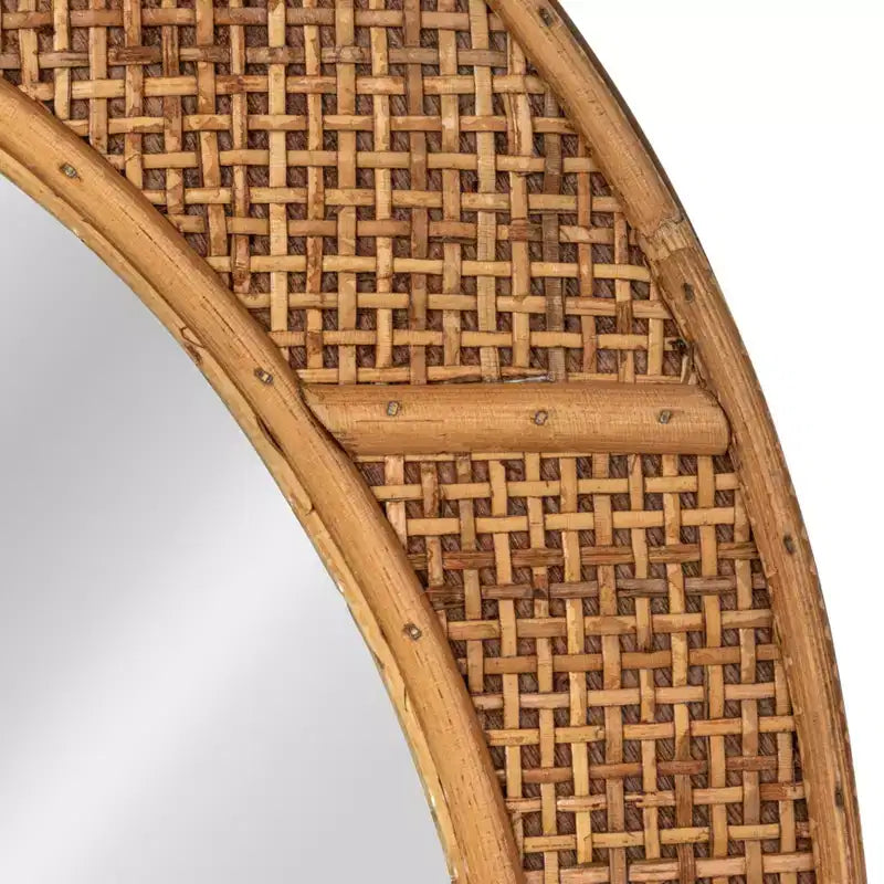 Miroir mural encadré Storied Home Oval en bambou et rotin, naturel