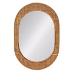 Specchio da parete Storied Home con cornice in bambù ovale e rattan, naturale