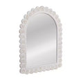 Storied Home Arched Raised Scallop Pattern Wood Wall Mirror, White