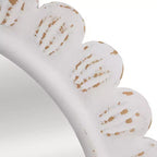 Specchio da Parete in Legno con Motivo a Ondine Rialzate Arrotondate, Finitura Bianca, di Storied Home