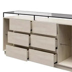 Cassettiera a 6 cassetti RealRooms Devon con luci a LED e piano in vetro