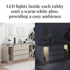 Cassettiera a 6 cassetti RealRooms Devon con luci a LED e piano in vetro