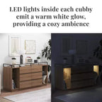 Cassettiera a 6 cassetti RealRooms Devon con luci a LED e piano in vetro