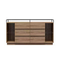 RealRooms Devon 6-Drawer Dresser with LED Lights and Glass Top
