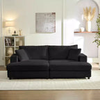 Mjkone Chaise Longue 2 Posti in Velluto a Coste con Pouf Contenitore e Bracciolo, Divanetto Imbottito Trasformabile Letto da Interno