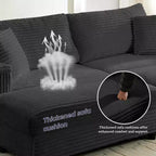 Mjkone Chaise Longue 2 Posti in Velluto a Coste con Pouf Contenitore e Bracciolo, Divanetto Imbottito Trasformabile Letto da Interno