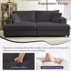 Mjkone Chaise Longue 2 Posti in Velluto a Coste con Pouf Contenitore e Bracciolo, Divanetto Imbottito Trasformabile Letto da Interno