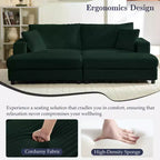 Mjkone Chaise Longue 2 Posti in Velluto a Coste con Pouf Contenitore e Bracciolo, Divanetto Imbottito Trasformabile Letto da Interno