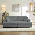Mjkone Chaise Longue 2 Posti in Velluto a Coste con Pouf Contenitore e Bracciolo, Divanetto Imbottito Trasformabile Letto da Interno