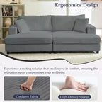 Mjkone Chaise Longue 2 Posti in Velluto a Coste con Pouf Contenitore e Bracciolo, Divanetto Imbottito Trasformabile Letto da Interno