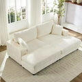 Mjkone Corduroy 2-Seater Chaise Lounge With Storage Ottoman& Armrest,Upholstered Loveseat Sleeper Reclining Sofa Bed Indoor