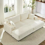 Mjkone Corduroy 2-Seater Chaise Lounge With Storage Ottoman& Armrest,Upholstered Loveseat Sleeper Reclining Sofa Bed Indoor