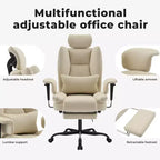 Sedia da ufficio in pelle PU, sedia da computer con supporto lombare e schienale alto, sedia da scrivania ergonomica con poggiatesta sollevabile