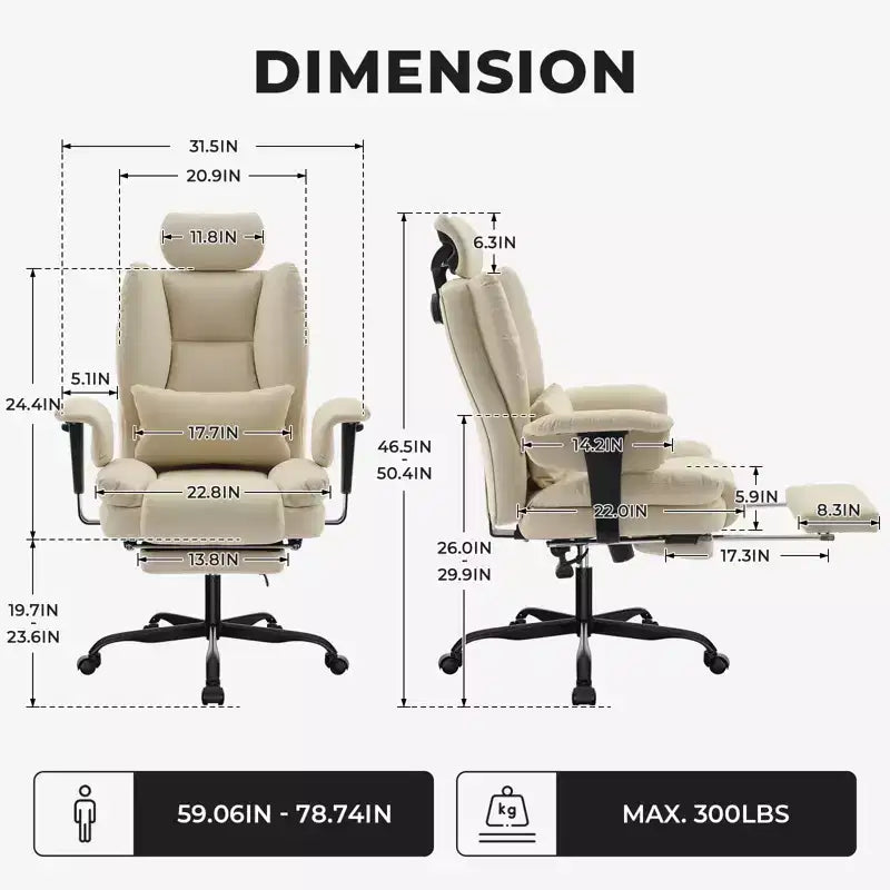 Sedia da ufficio in pelle PU, sedia da computer con supporto lombare e schienale alto, sedia da scrivania ergonomica con poggiatesta sollevabile