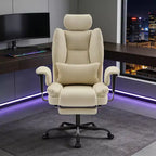 Office Chair PU Leather Computer Chair with Lumbar Support and High Backrest, Ergonomic Desk Chair with Liftable Headrest