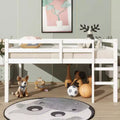 MAYEERTY Rubber Woood Loft Bed with Safety Ladder White