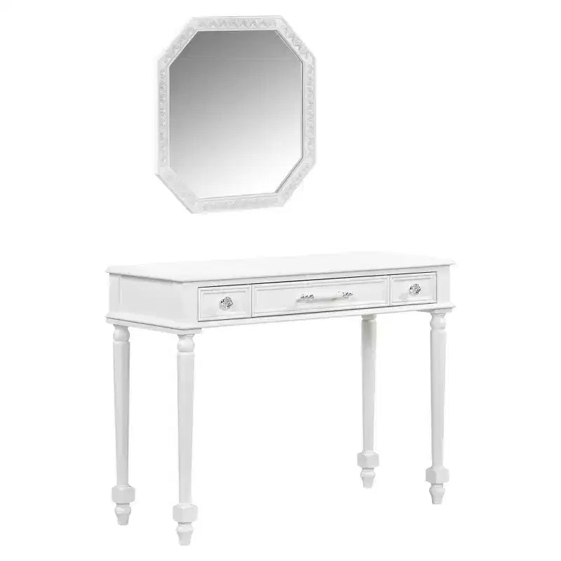 Coiffeuse ModernLuxe avec miroir, tiroirs et plateau de rangement pour bijoux, table de maquillage blanche, coiffeuse peu encombrante