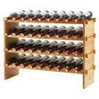 Porte-bouteilles à vin sur pied GustoWave pour cuisine, salon, naturel