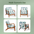 Chaises d'appoint florales du milieu du siècle, ensemble de 2, avec structure en bois d'hévéa massif pour salon