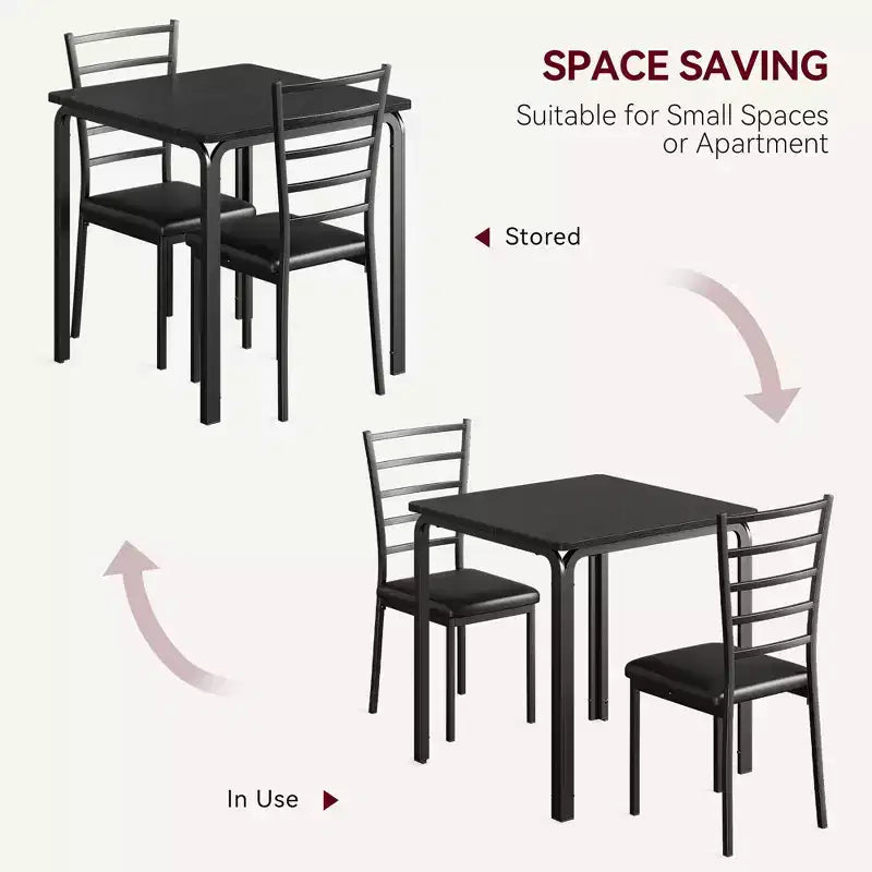 Ensemble table et chaises 3 pièces pour petits espaces, salle à manger, ensemble dînette moderne d'intérieur pour 2 personnes, ensemble table à manger carrée pour dînette